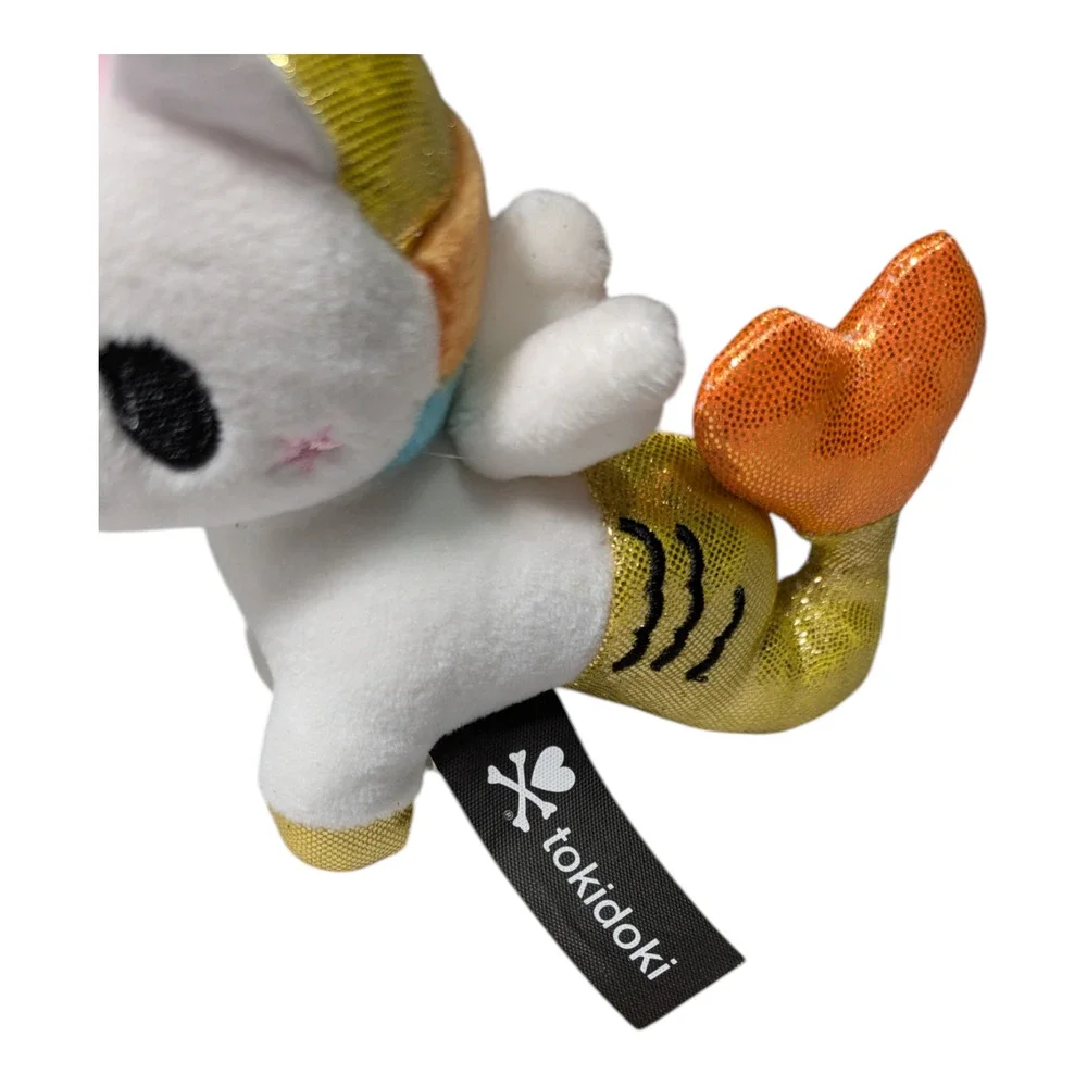 Tokidoki Perla Mermicorno Plush Keychain Sparkly White Body Dolphin-Themed Tail